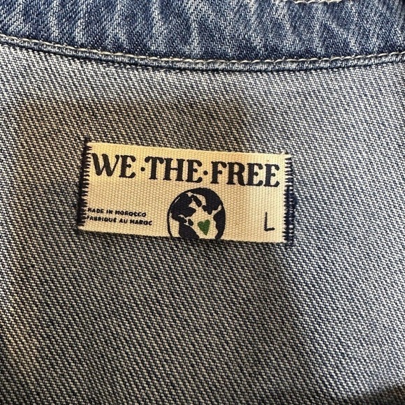 NWT Free People X Cares FP Townes Denim Jumpsuit Coverall High Noon Women's L - Picture 4 of 10